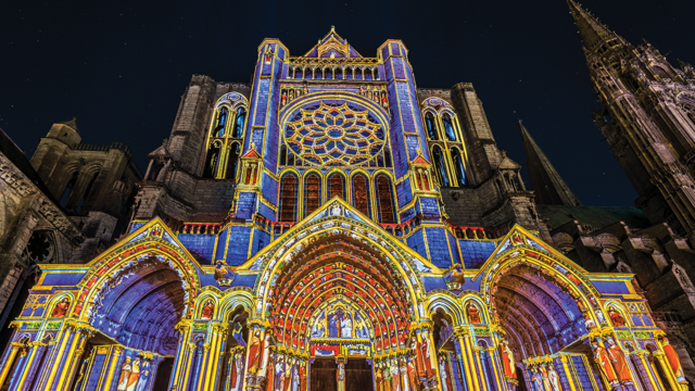 Portail Nord de la cathédrale lors de Chartres en lumières